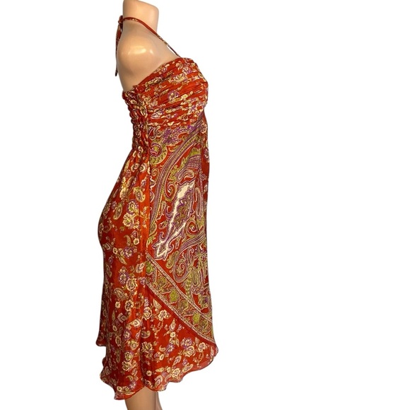 Vintage Silk Paisley Halter Neck Dress Multicolor - Picture 5 of 8